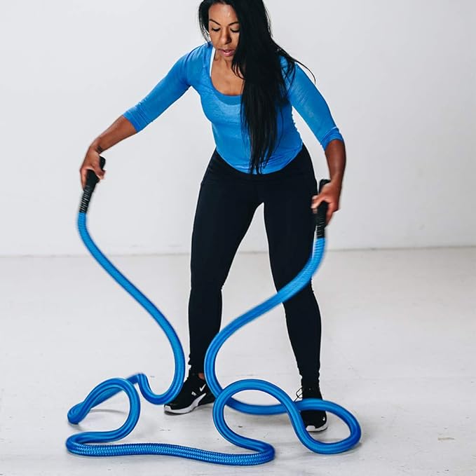 HYPERWEAR Hyper Rope Weighted Short Battle Rope 25 ft / 19 lb – Blue