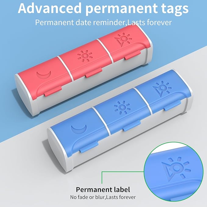 Pill Organizer 3 Times a Day, (3 Pack) Small Pill Box, Daily Pill Organizer, Moisture Proof Travel Pill Case for Pocket Purse, Portable Medicine Box to Hold Vitamins, Fish Oils, Supplements