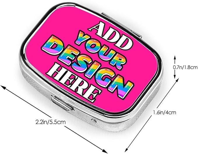 Custom Medicine Pill Organizer, Medicine Pill Box Case Container Travel Pill Holder Vitamin for Purse Med Wallet Portable Mini Pastillero Square, Deep Pink, Customized Gifts