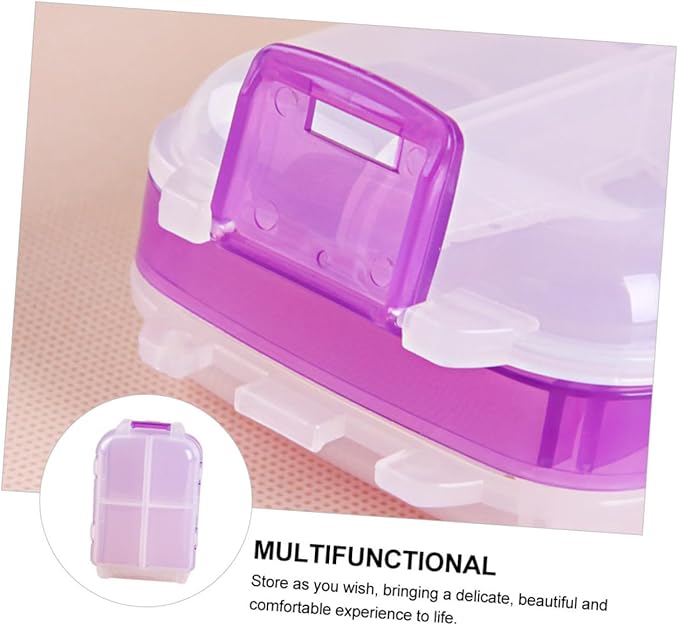 Beaupretty Three-layer Medicine Organizer Foldable Pill Box Large Capacity Plastic for Outdoor Travel Purple