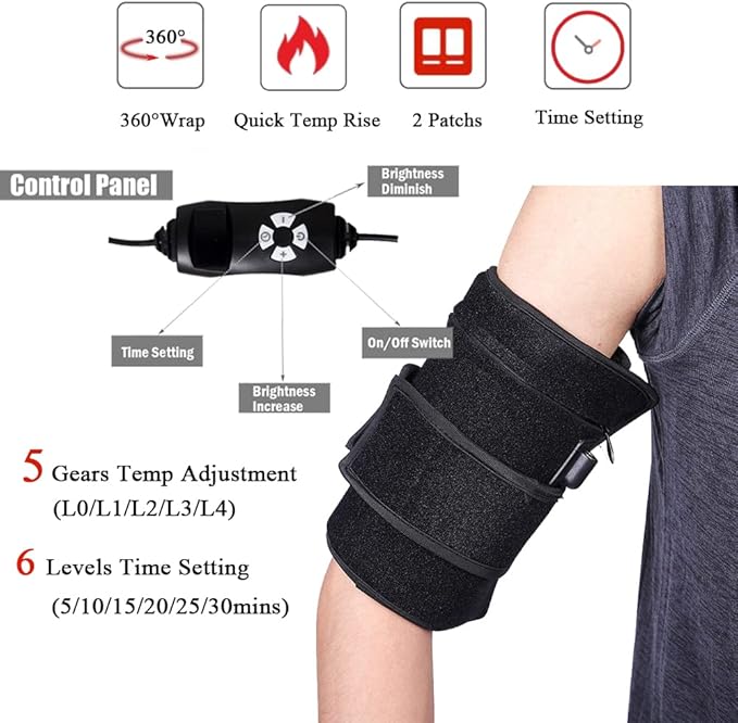 2Pcs Infrared Red Light Thera-py Arm Belt, 660nm and 850nm Red Light Thera-py Arm Wrap with Timer & Brightness Setting Red Light Arm Pad for Arm Knee Shoulder Joints Muscle Pain Relief