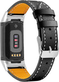 Compatible with Fitbit Charge 5 Leather Bands for Women Men, Feminine Leather Replacement Watch Band Straps Wristbands Bracelet Accessory for Fitbit Charge 5 GPS Tracker