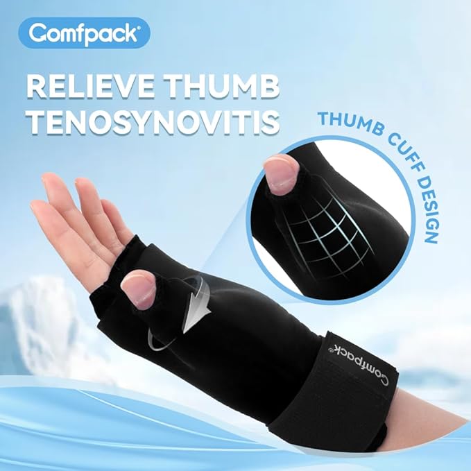 Comfpack Elbow Ice Pack Wrap Sleeve Pain Relief for Arthritis, Wrist Ice Pack Wrap for Carpal Tunnel, Tenosynovitis, Swelling, Surgery, Injuries, Swelling, Golfers Arm