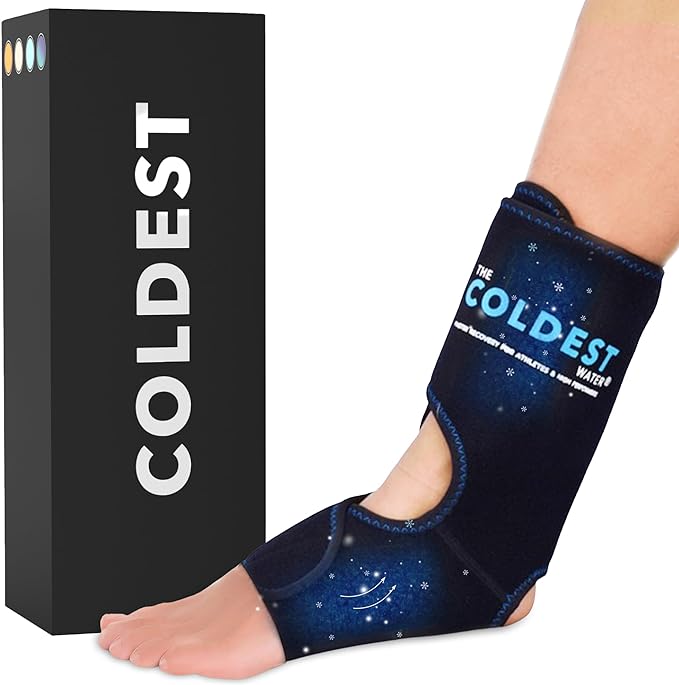 Coldest Foot Ankle Achilles Tendonitis Icing Pain Relief Ice Wrap with Cold Compression Gel Packs | Best for Achilles Tendon Injuries, Plantar Fasciitis, Heel and Sore Feet Cold Therapy
