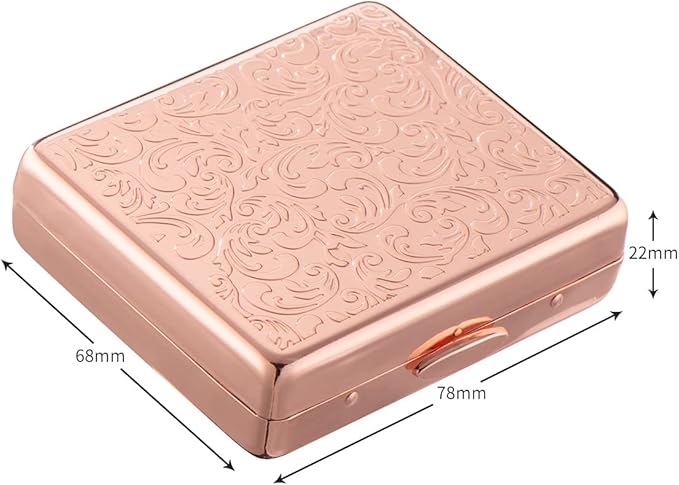 Fashion Elegant Medicine Portable Double Protection Switch Metal Travel Pill Box (7 Days) /8 Compartment (Pink)
