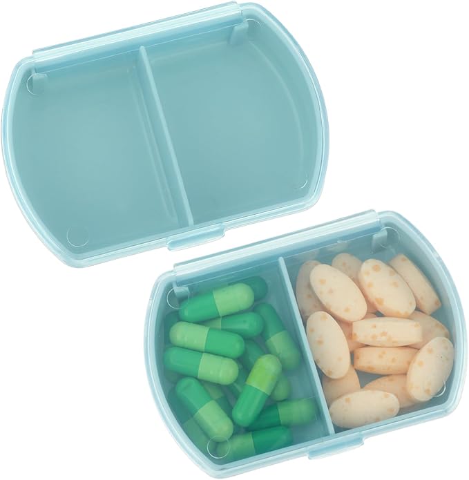 Sibba Pill Organizer 2 PCS Medicine Case Box Medication Holder Kit Daily Supplement Storage Container Portable for Pocket Pillbox Cases Bottle Compact Vitamin Dispenser 7 Day Holders Travel