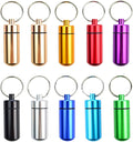 10 Pcs Portable Pill Case, Bantoye Waterproof Aluminum Holders Storage Container with Keychain for Outdoor Camping Traveling, Multicolor