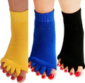 AIBEARTY 3 Pairs Yoga Sport Gym Five Toe Separator Socks Foot Massage Toeless Socks