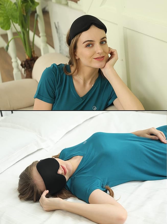 Sleep Mask, 3D Deep Contoured Eye Covers for Sleeping, 99% Block Out Light Eye Mask, Zero Pressure Cup Blindfold for Men Women, with Adjustable Strap for Sleeping, Yoga, Traveling (Black)