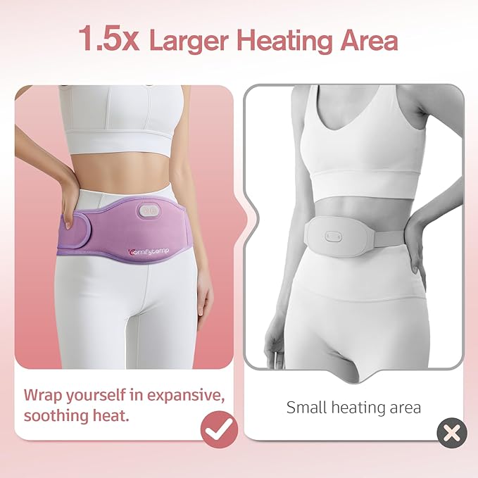 Comfytemp Portable Belly and Back Heating Pad for Period Soothing, FSA Eligible HSA Cordless Dual-Zone Menstrual Heating Pad Wearable Belt for Abdomen Waist Wireless, 3 Timer&Heat, Girl Women Daughter