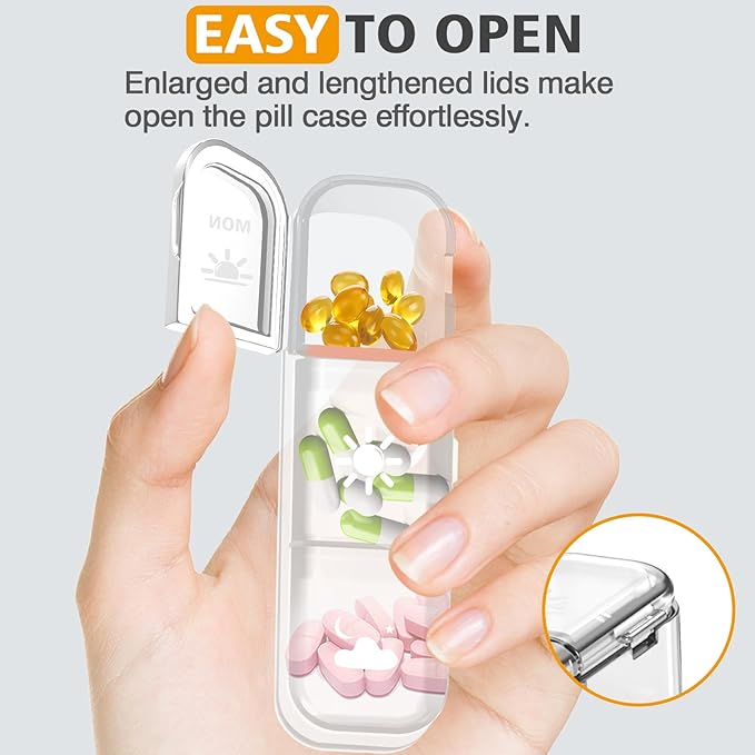 Travel Pill Organizer, 7 Day & Pill Organizer 3 Times A Day, 7 Day Pill Box - GloDeals Weekly Pill Organizer Daily Medicine Container Dispenser Case for Vitamin Fish Oil Supplement