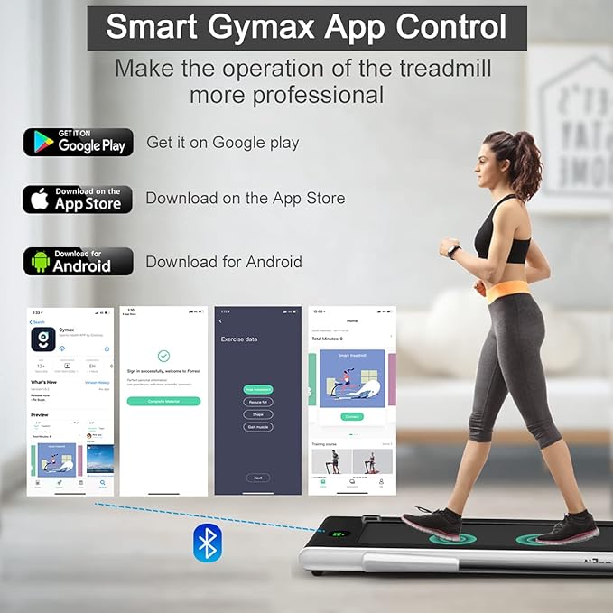 GYMAX Walking Pad, Foldable Under Desk Treadmill with LED Monitor, Remote Control, Smart App Control, Folding Portable Desk Treadmill for Office Standing Desk, Home Office Treadmill