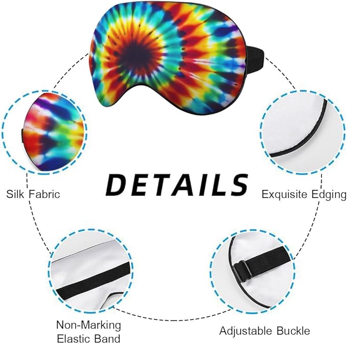 Rainbow Color Eye Mask Sleeping Mask Tie Dye Swirl Sleep Masks Silky Soft Eye Cover for Women Men Shading Blindfold for Air Travel Sleeping