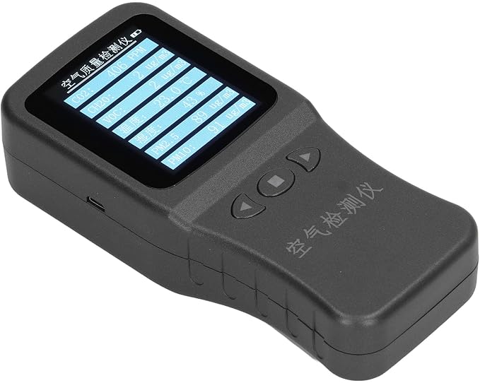 7 in 1 Air Quality Monitor, Portable PM2.5 PM10 VOC CH2O CO2 Temperature and Humidity Detector with 3.7V Rear Bracket
