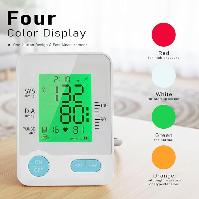 Blood Pressure Monitor: PickTalk Upper Arm Blood Pressure Monitors for Home Use - Adjustable Blood Pressure Cuff 9-17 in - Bluetooth Enabled-Large Backlit Display - Stores 2x99 Readings
