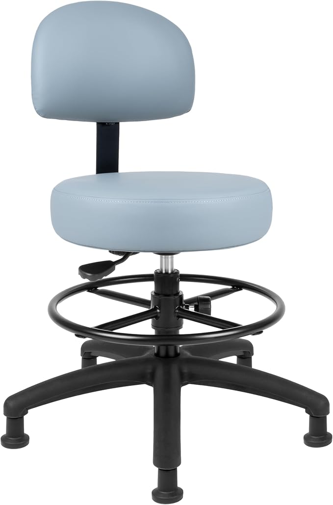 TAKE UR SEAT® Economical Multi-Purpose Medical Spa Drafting Stool with Adjustable seat and Back Height. Advanced Fabric seat Cover is Easy to Clean. Glide (Med. Bench Height Grey)