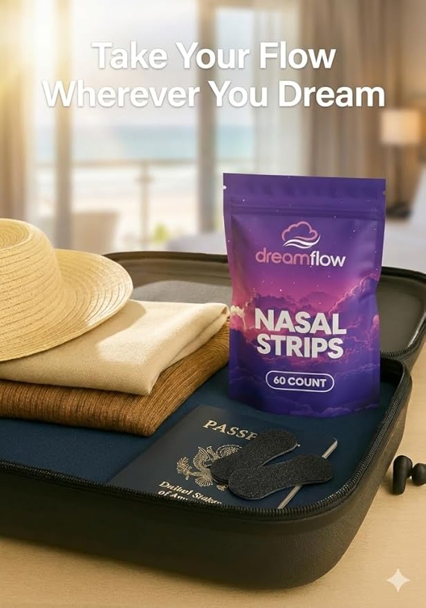 Nasal Strips for Deep Sleep - Lightweight Comfortable Nose Tape with Strong Easy-Grip Adhesive for Painless Removal - Hypoallergenic Latex-Free Nose Strips for Breathing & Snoring Relief