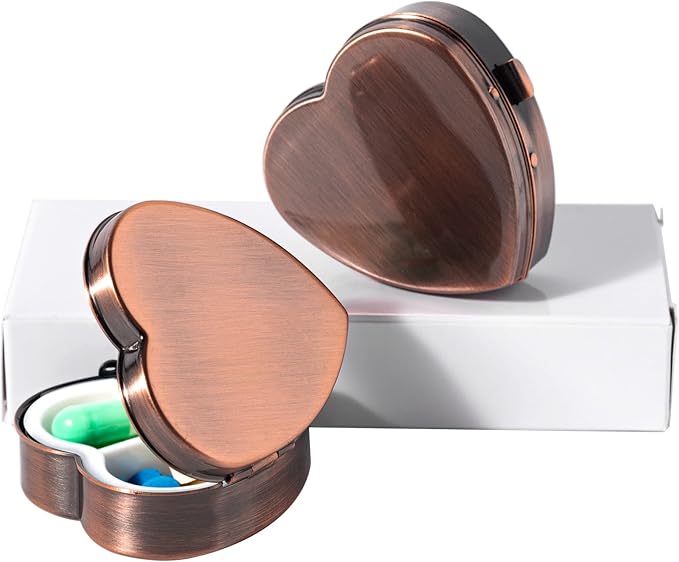 Simple Metal Portable Mini Medicine Box Storage Case (Antique Copper)