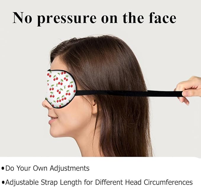 Red Cherries Eye Mask Sleeping Mask Lovely Ripe Cherry Sweet Fruit Sleep Masks Silky Soft Eye Cover for Women Men Shading Blindfold for Air Travel Sleeping
