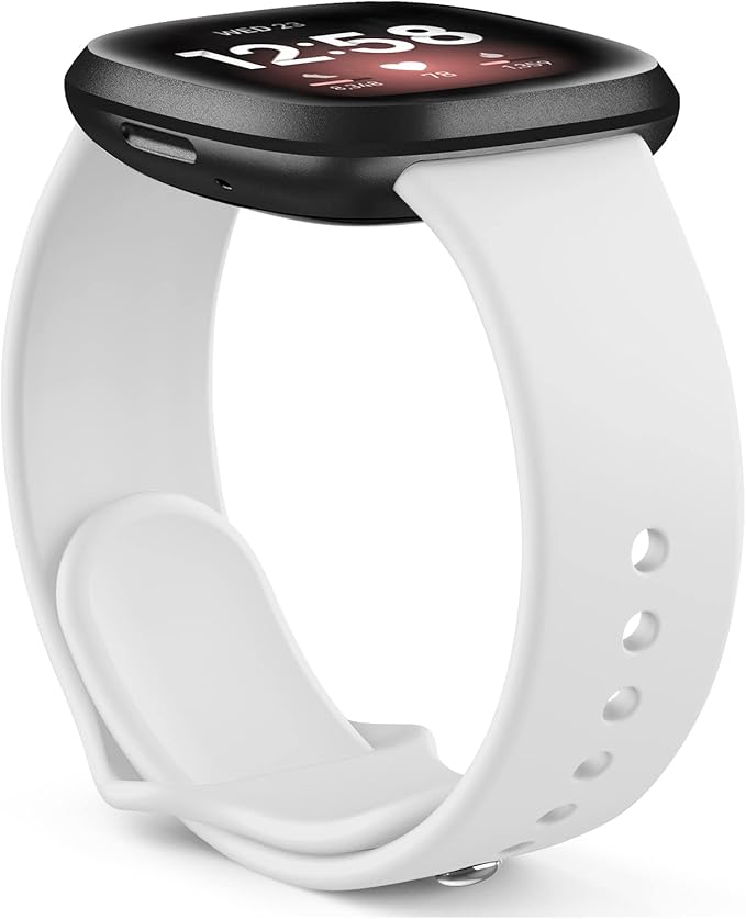 AK Silicone Bands Compatible with Fitbit Versa 4 Bands & Fitbit Sense 2 Bands for Women Men, Soft Straps Replacement Wristbands for Fitbit Versa 3 & Versa 4 / Sense & Sense 2 Smart Watch (White)