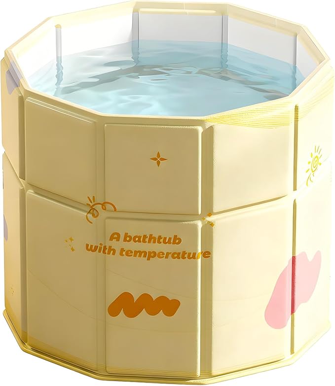 Portable Bathtub for Adult 27.5"x27.5" Collapsible Cold Plunge Bathtub Foldable No Installation Ice Bath Tub for Shower Stall, Bathroom Hot SPA Soaking Standing Tub