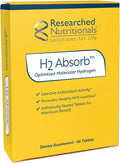 Researched Nutritionals H2 Absorb Molecular Hydrogen Tablets - Instant Hydrogenated Water & Antioxidant Supplement - Rejuvenating Drink to Promote Energy & Healthy Aging (60 Tablets)