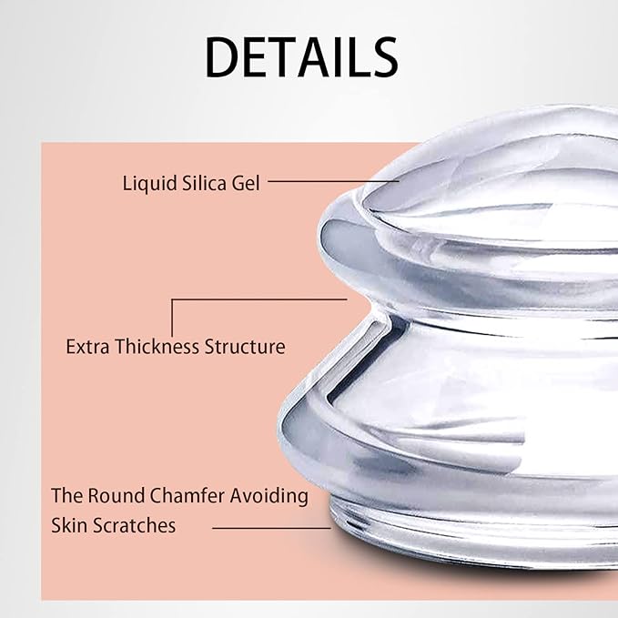 GreenLife® Cupping Therapy Sets -Silicone Cups Set Firm (4 pcs) for Muscle Soreness Pain Relief Body Neck Knee, Self Massage Tool, Deep Muscle Massager, Anti Cellulite Joint Pain Recovery
