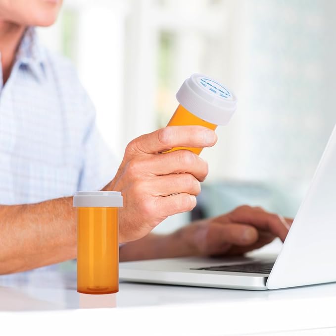 Plastic Empty Pill Bottles with Double Sided Use (Child Resistant & Easy Open) Caps - Medicine Container Pill Case Dispenser Organizers (30 Dram, 12pcs)