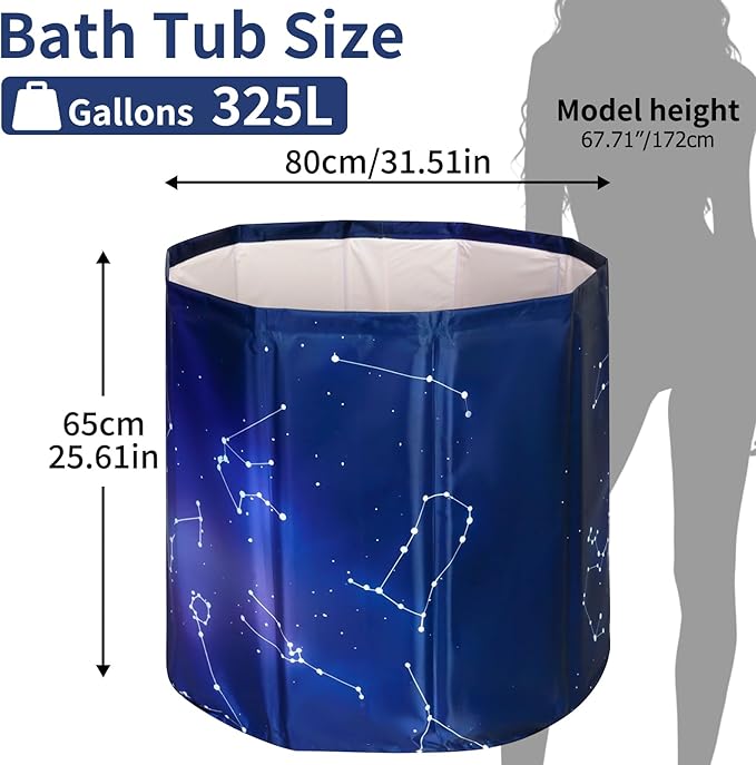 Foldable Bath Tub for Adults, Large Foldable Hot Cold Plunge Tub for Recovery, Collapsible Hot Ice PlungeTub Suitable for Home Outdoors Gyms (Planet purple 80- insulation set)