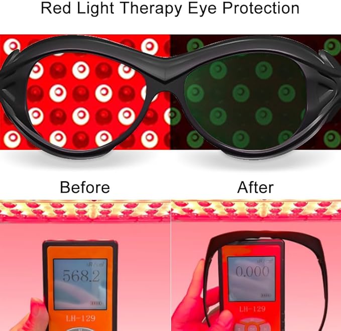 mozeeda Red Light Therapy Glasses, Laser Hair Removal Glasses, IPL Laser Safety Glasses 190-450nm&560-2000nm, Eyes Protection for Tanning Goggles and Red Light Therapy