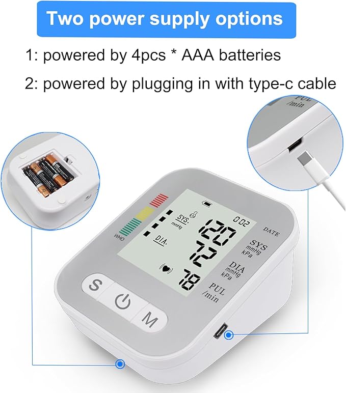 Blood Pressure Monitors for Home Use, Automatic Upper Arm Blood Pressure Machine with Digital Screen, BP Machine with Large Cuff 8.7" - 16.5" Adjustable, Adult Elderly (White)