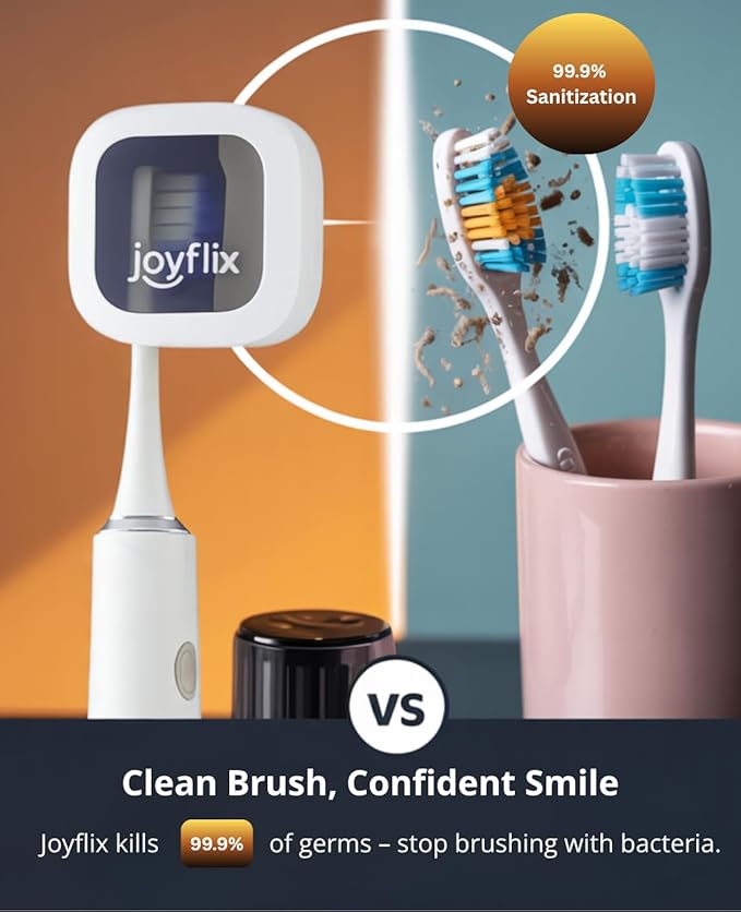 UV-C Toothbrush Sanitizer | Portable & Rechargeable | 99.9% Sanitization with Heating Function | Magnetic Mount, Travel-Friendly & Compact Design (Charcoal Black)