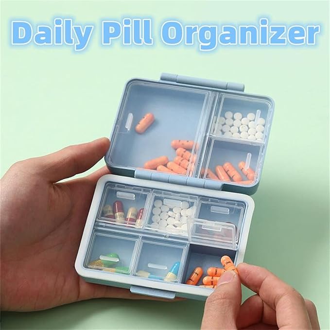 2023 New Daily Pill Organizer, 9 Compartments Portable Sealed Pill Box, Travel Pill Organizer, Waterproof Design Pill Box for Wallet Pocket to Hold Vitamins, Cod Liver Oil & Medications (B-2PC-Pink)