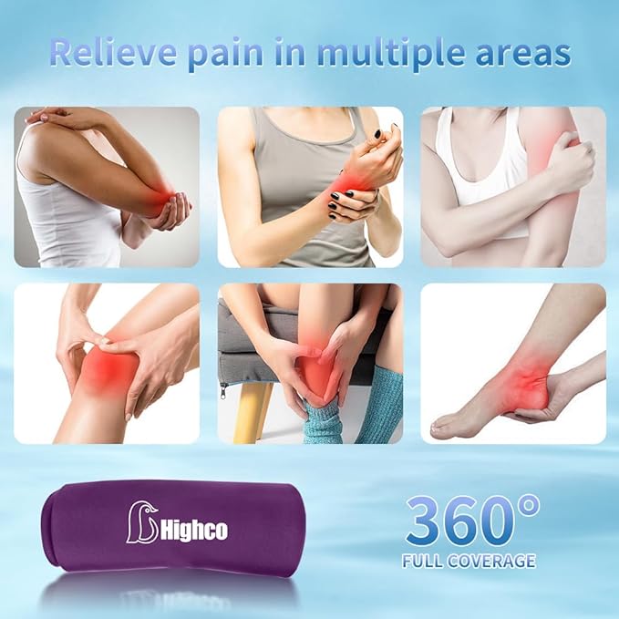 Pack of 1,Elbow Gel Ice Packs Freeze Sleeve for Injury Hot & Cold Compression,360° Coverage Ice Knee Sleeve Cold Wrap for Sprains, Arthritis, Elbow Pain, Tendonitis(Dark Purple, S)