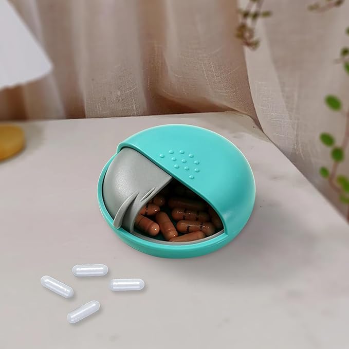 INVODA Travel Pill Organizer Cute Round Pill Box for Purse Compact Medicine Container for Pills, Fish Oil, Vitamins & Supplements