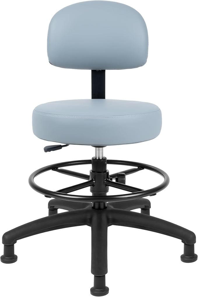 TAKE UR SEAT® Economical Multi-Purpose Medical Spa Drafting Stool with Adjustable seat and Back Height. Advanced Fabric seat Cover is Easy to Clean. Glide (Med. Bench Height Grey)