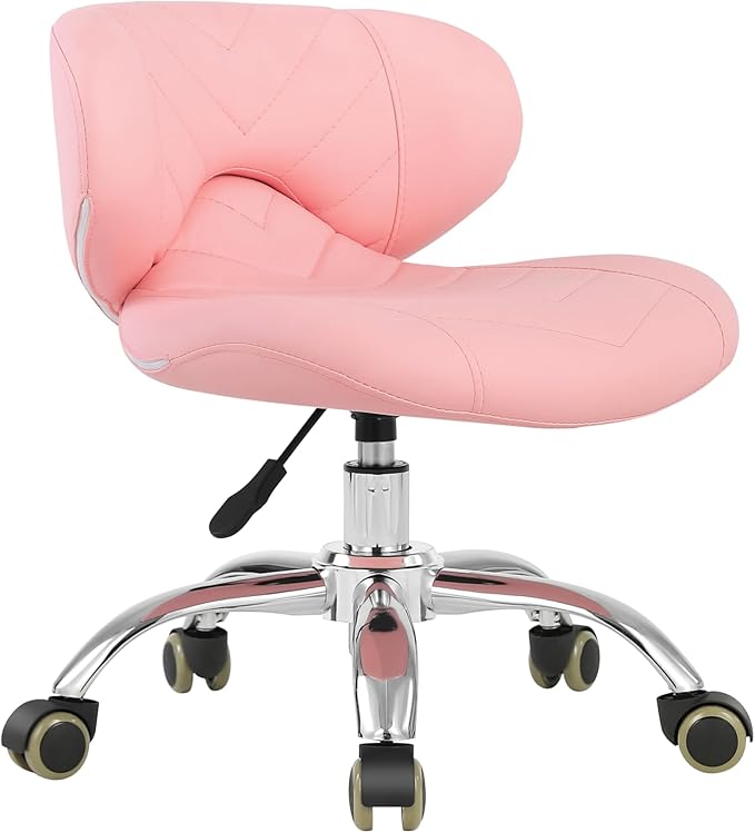 Pedicure Stool Hydraulic Height Adjustable with Back Support for Nail Salon Manicure Tech Pedicure Spa (Pink)
