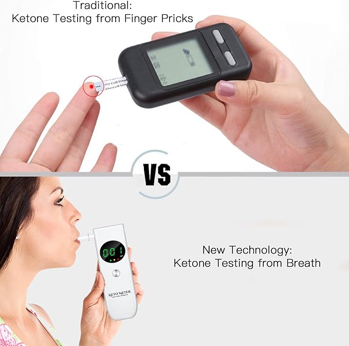 Ketone Breath Analyzer for Testing ketosis - Professional Ketone Breath Monitors Tester Portable Breath Ketosis Meter Home Ketone Breath Tester with 10 Mouthpieces -Monitor Your Ketosis Status