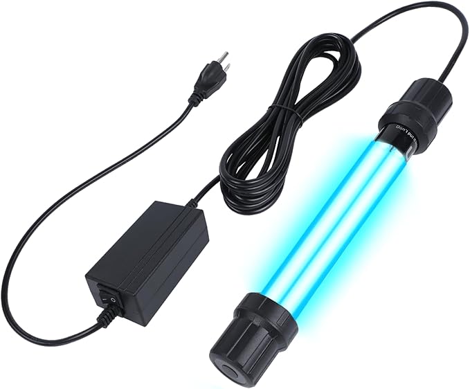 20W UV Submersible Sterilizer Light for Aquarium, Pond, Cold Plunge, Pool, Hot Tub – Ozone-Free UV-C Water Filter Lamp with Quartz Glass, Weighted Gravity Block