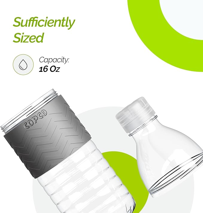 Copco Hydra Water Bottle with Spill-Resistant Lid, 16.9 oz - Reusable Tritan Non-Slip Sleeve, Twist-Open Body - BPA-Free, Leak-Proof, Durable & Portable for Gym, Office, School (Gray)