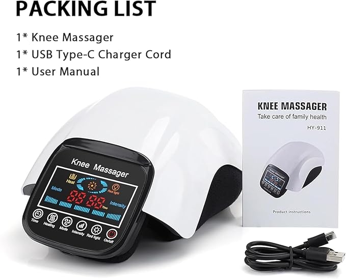 DEITY Knee Massager Smart with Heat, Vibration, 3D Massage, Red Light, 4-in-1, Cordless Portable Knee Massager with LED Large Screen, Gifts for Grandma & Grandpa