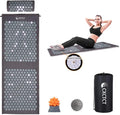 Extra Long Yoga Acupressure Mat Set,Massage Acupuncture Mat Large,Magnetic Mat Acupressure Body mat and Pillow for Neck Back Pain Relief(Grey)