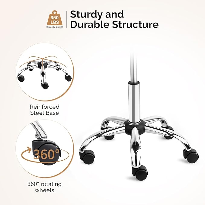 OmySalon Saddle Stool Rolling Chair, Ergonomic Saddle Chair with Swivel Wheels, Adjustable Hydraulic Stylist Cutting Stool for Salon Tattoo Massage Office Medical, White