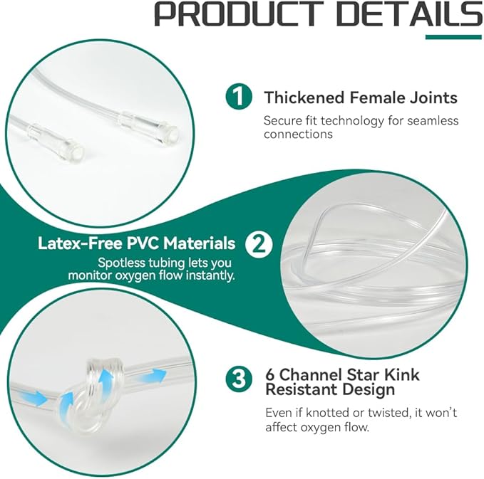 Oxygen Humidifier Bottle Set, Complete Kit with Oxygen Tubing, Oxygen Tubes Splitter & Connectors for Direct Installation, Easy Install for Home & Travel Use, 11PCS