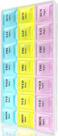 Weekly Pill Organizer with Snap Lids |7-Day Morn/NOON/Night |for Pills, Vitamin.