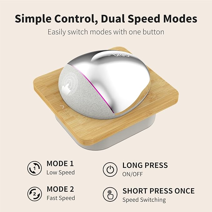 Breo Portable Mini Scalp Massager – IPX7 Waterproof Rechargeable Head Massager for Scalp Relax, Stress Relief Tool with Bamboo Wood Charging Base, Removable Massage Nodes (Silver with Base)