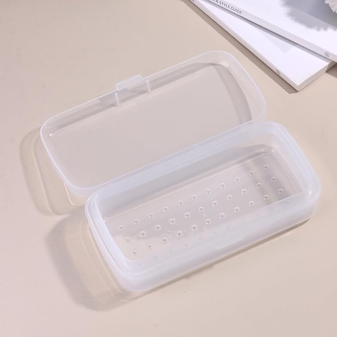 Nail Tool Sterilizer Box Plastic Sterilization Tray for Nail Art Accessories Tools, Disinfectant Container Soaking Box with Strainer Pedicure Manicure Cleaning Equipment, Clear