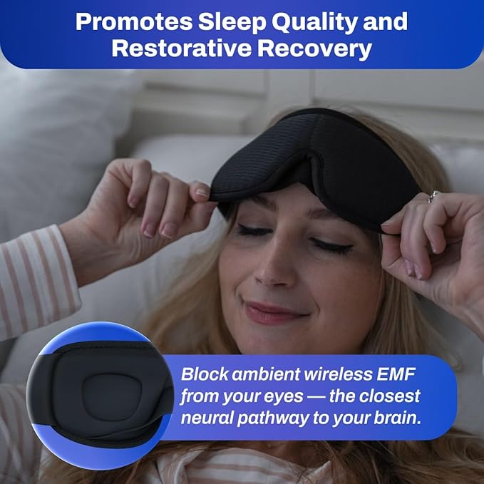 DefenderShield EMF Radiation Protection Sleep Eye Mask - Blackout Molded Design Blocks Out Light & EMF Emissions - Sleep Yoga Travel
