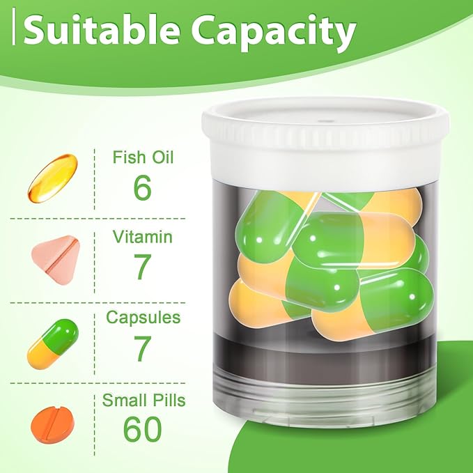 Toplive 3 Times a Day Pill Organizer 7 Day, Large Daily Pill Organizer, Weekly Medicine Vitamin Organizer Box, Fish Oil Supplement Storage Organizer, Separable Travel Pill Container, White
