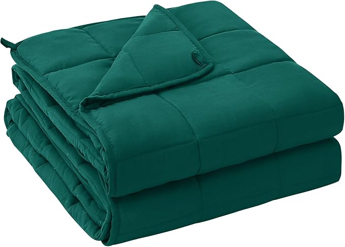 yescool Weighted Blanket for Adults (25 lbs, 60" x 80", Dark Green) Cooling Heavy Blanket for Sleeping Perfect for 240-260 lbs, Queen Size Breathable Blanket with Premium Glass Bead, Machine Washable